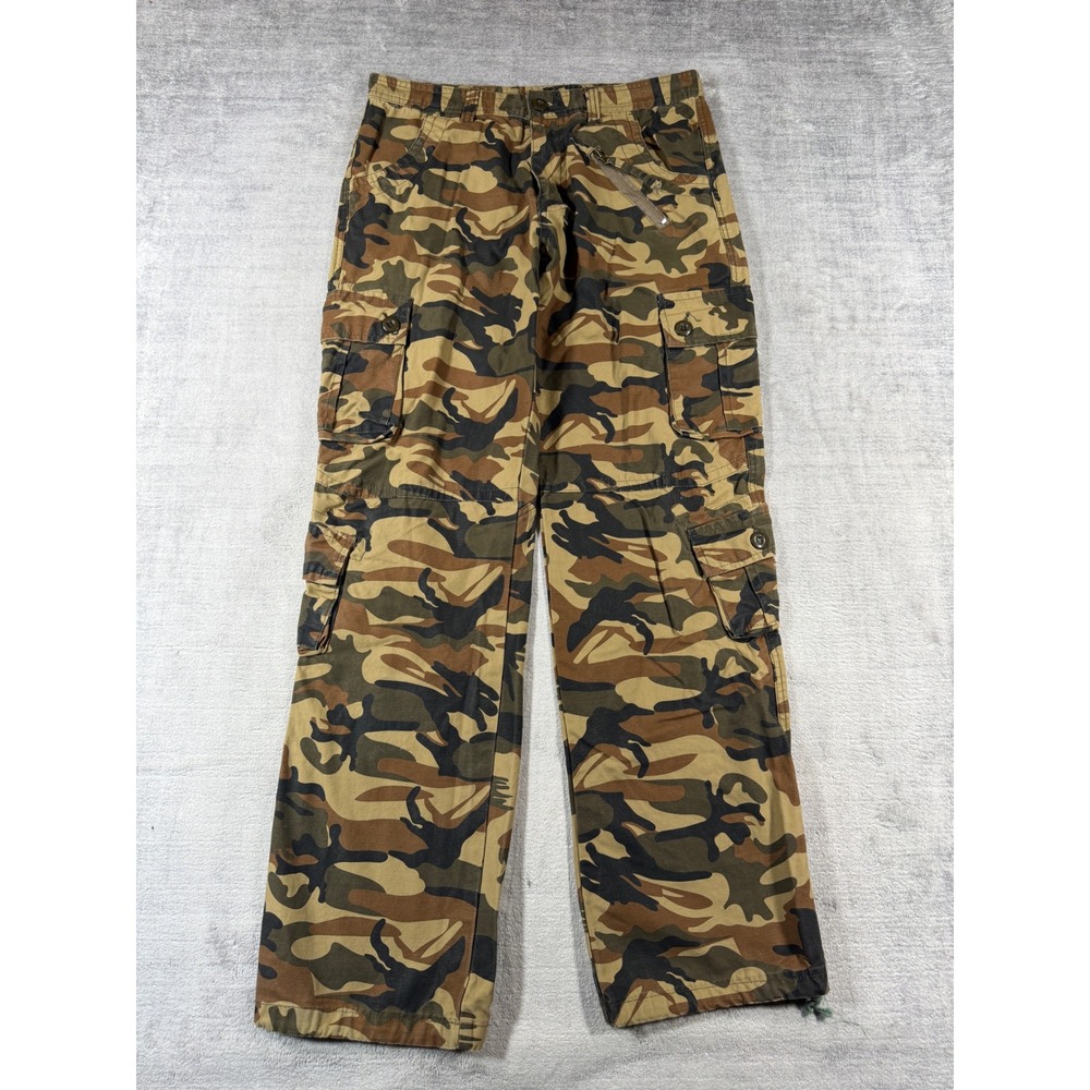 Camo Cargo Pants Mens 33 Brown Tactical Woodland Multi Pocket Utility Army